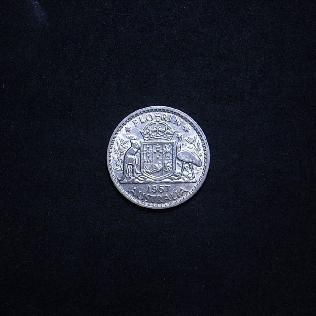 Aus Florin 1957 reverse showing overall appearance