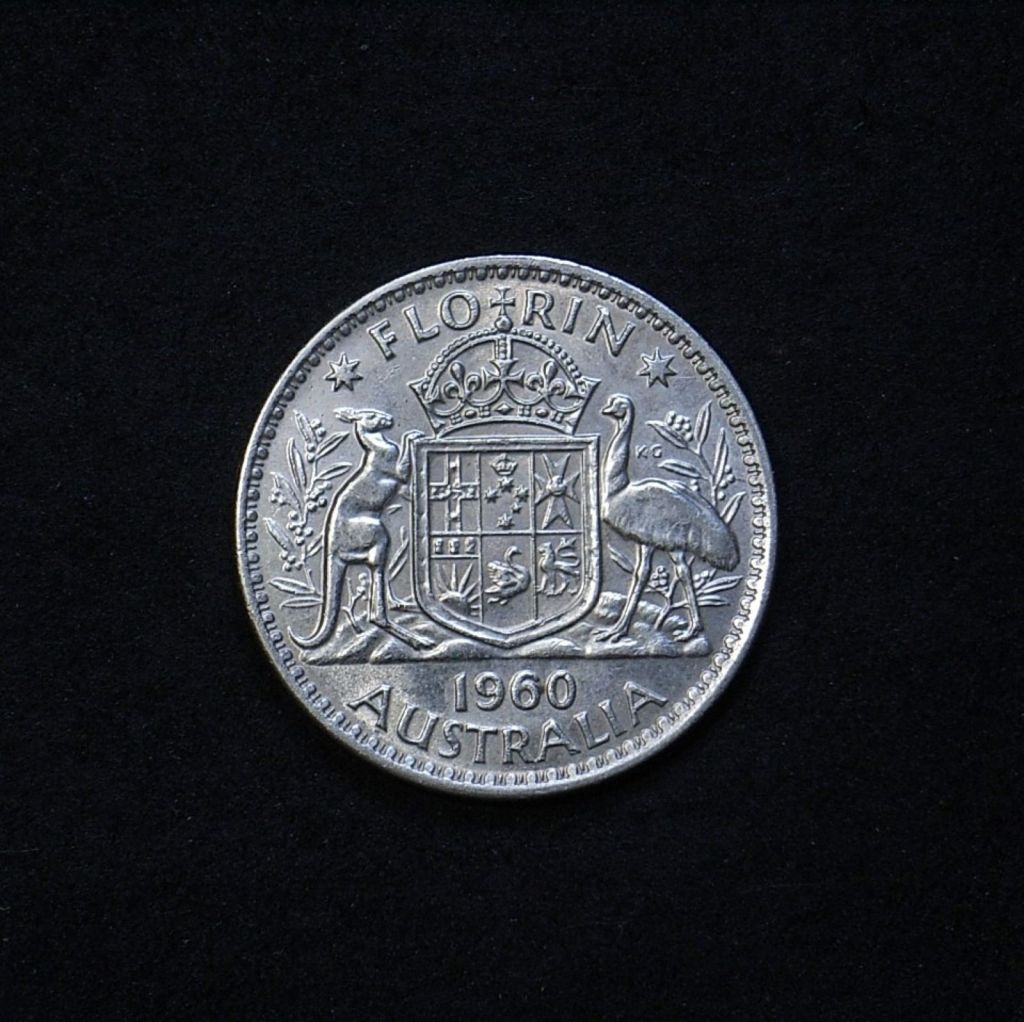 Aus Florin 1960 reverse showing lustre and overall appearance